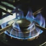 black and white gas stove